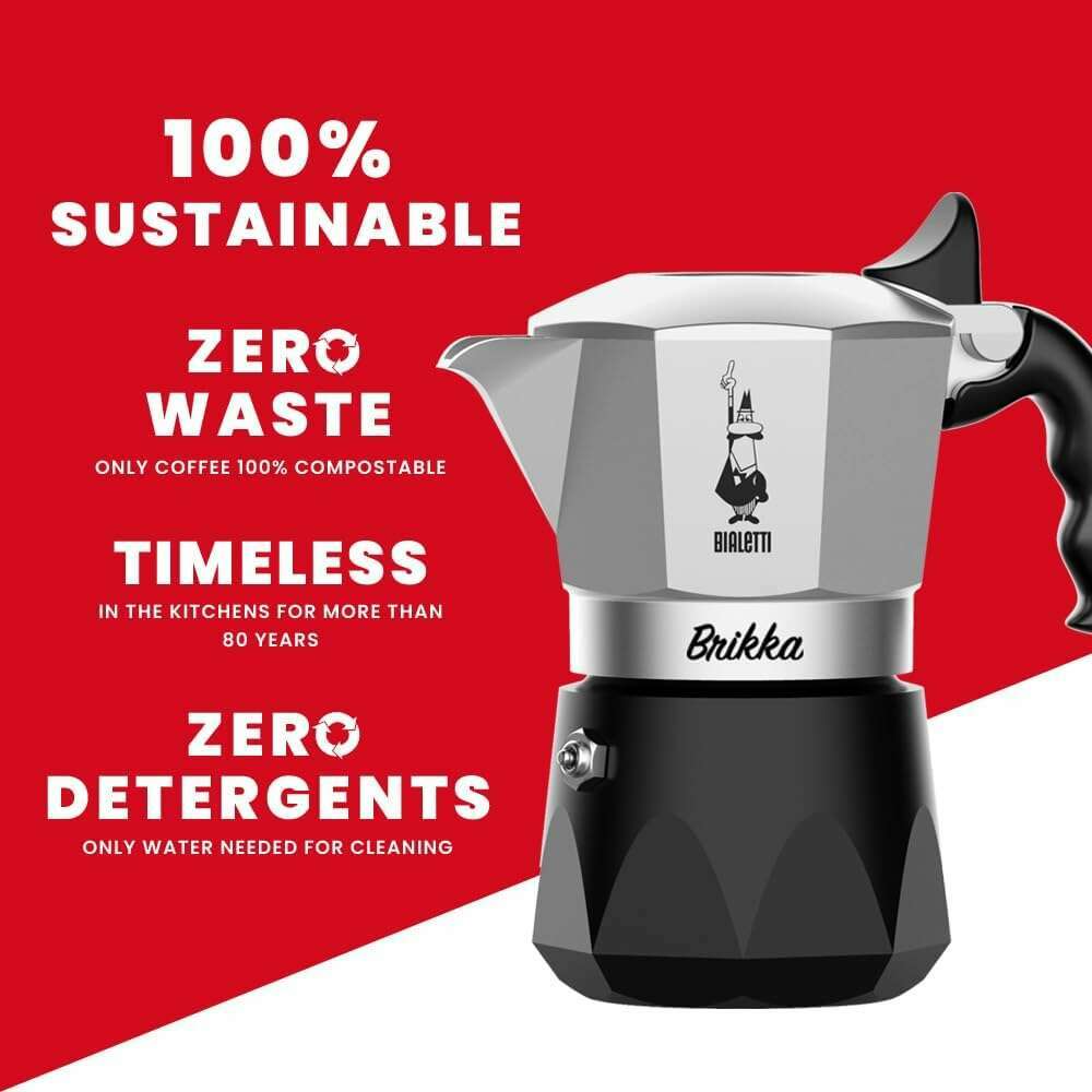 Brikka, Black Aluminum Coffee Maker - Medaid International