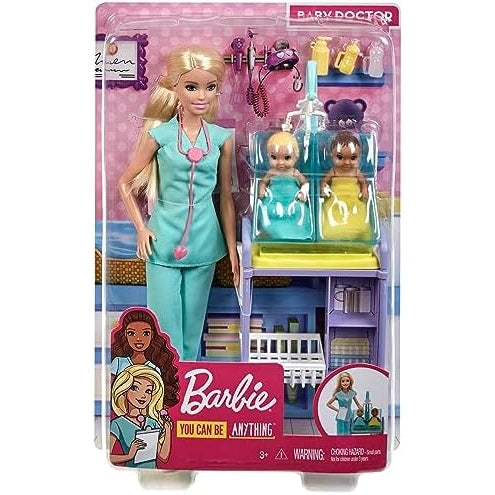 Barbie Baby Doctor Playset with Blonde Doll, 2 Infant Dolls, Toy Pieces - Medaid