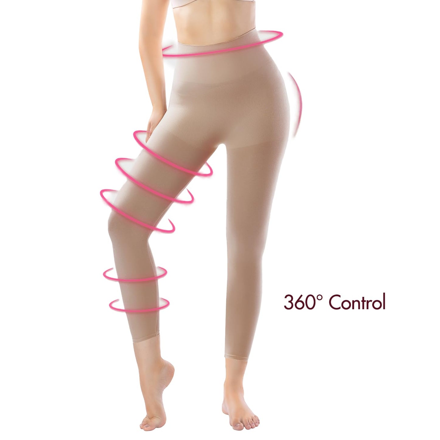 +MD Shapewear for Women Tummy Control Seamless High Waisted Light Compression Footless Tights Leggings Body Shaper for HIPS and Thighs (Medium,Sienna) - Medaid International