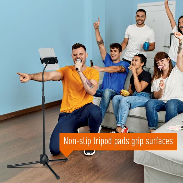 Durable Twist Tablet & Smartphone Floor Stand, Gooseneck 360 Degrees Swivel Mount & Adjustable Height - Black Tablet and Smartphone Holder - Compatible with iPhone, iPad, Android Devices, and More. - Medaid International