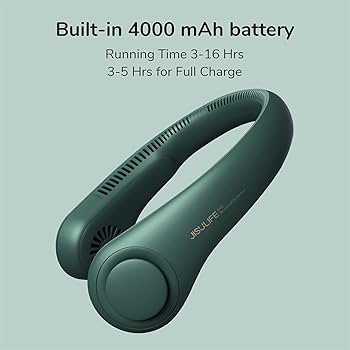 Portable Neck Fan, Hands Free Bladeless Fan, 4000 mAh Battery Operated Wearable Personal Fan, Leafless, Rechargeable, Headphone Design, USB Powered Desk Fan,3 Speeds - Medaid