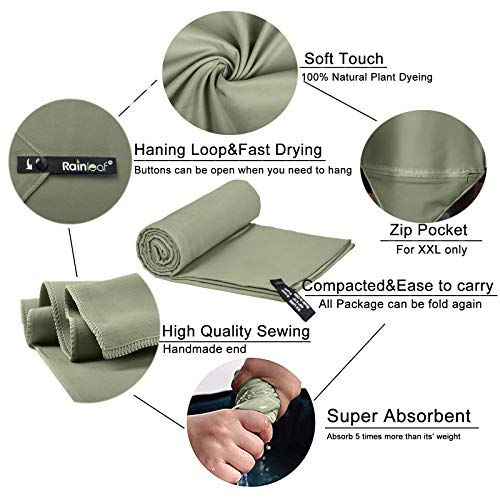 Rainleaf Microfiber Towel Perfect Travel & Gym & Camping Towel. Quick Dry - Super Absorbent - Ultra Compact - Lightweight. Suitable for Trip, Beach, Shower, Backpacking, Pool|B01K1TX77W