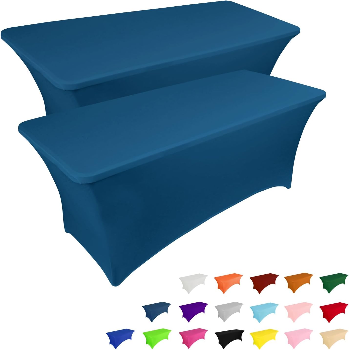 2 Pack 6FT Table Cloth for Rectangular Fitted Events Stretch Black Table Covers Washable Table Cover Spandex Tablecloth Table Protector for Party, Wedding, Cocktail, Banquet, Festival - Medaid International