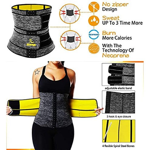 Sexywg - Sweat Waist Trainer Belt for Women, Neoprene Sauna Trimmer, Double Straps Black, XL