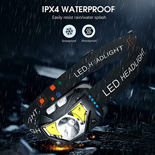 LHKNL Headlamp Flashlight, Lumen Ultra-Light Bright LED Rechargeable Headlight with White Red Light, 2-Pack Waterproof Motion Sensor Head Lamp,8 Modes for Outdoor Camping Running Hiking Fishing|B08D66HCXW