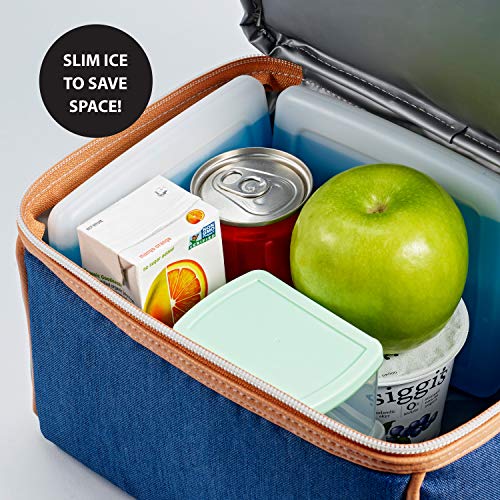 Cool Coolers by Fit & Fresh 4 Pack Slim Ice Packs, Quick Freeze Space Saving Reusable Ice Packs for Lunch Boxes or Coolers, Multi Colored|B07LC4VGKR