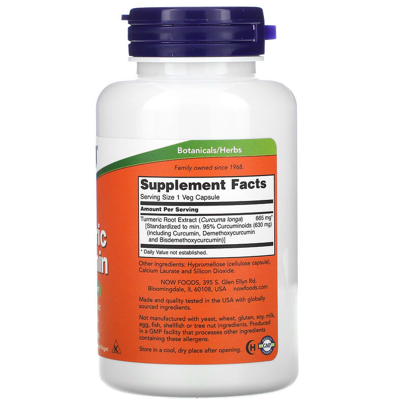 NOW Foods, Turmeric Curcumin, 665 mg, 60 Veg Capsules - Medaid International