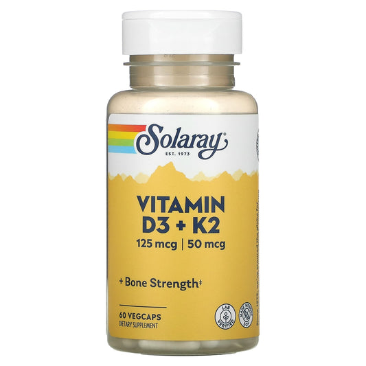 Solaray, Vitamin D3 + K2, 60 VegCaps - Medaid International
