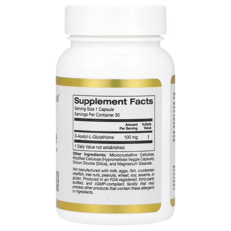 California Gold Nutrition, S-Acetyl L-Glutathione, 100 mg, 30 Veggie Capsules - Medaid International