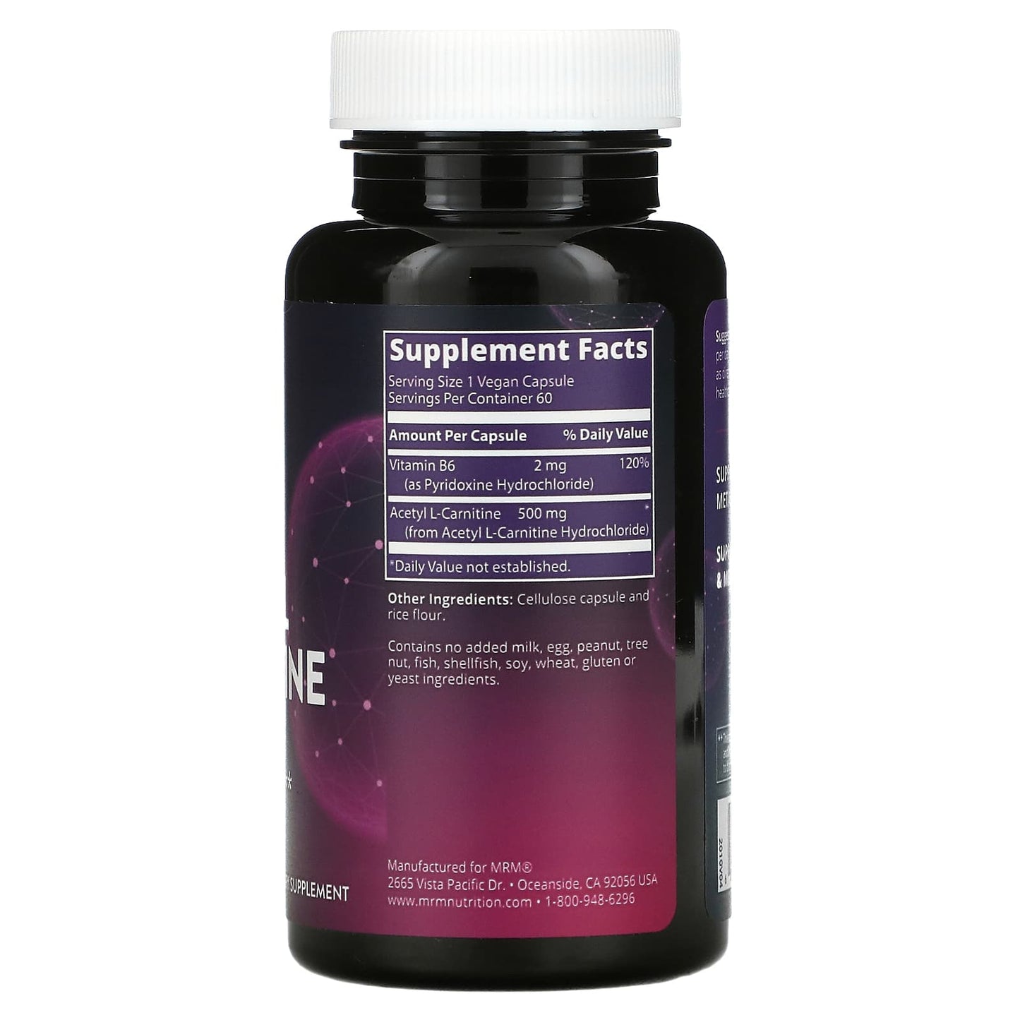 MRM Nutrition, Acetyl L-Carnitine, 60 Vegan Capsules - Medaid International