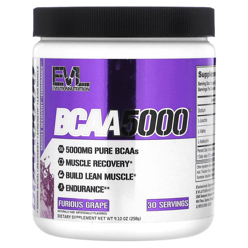 EVLution Nutrition, BCAA5000, Furious Grape, 9.1 oz (258 g) - Medaid International