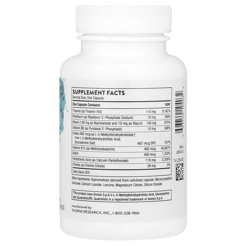 Thorne, Basic B Complex, 60 Capsules - Medaid International