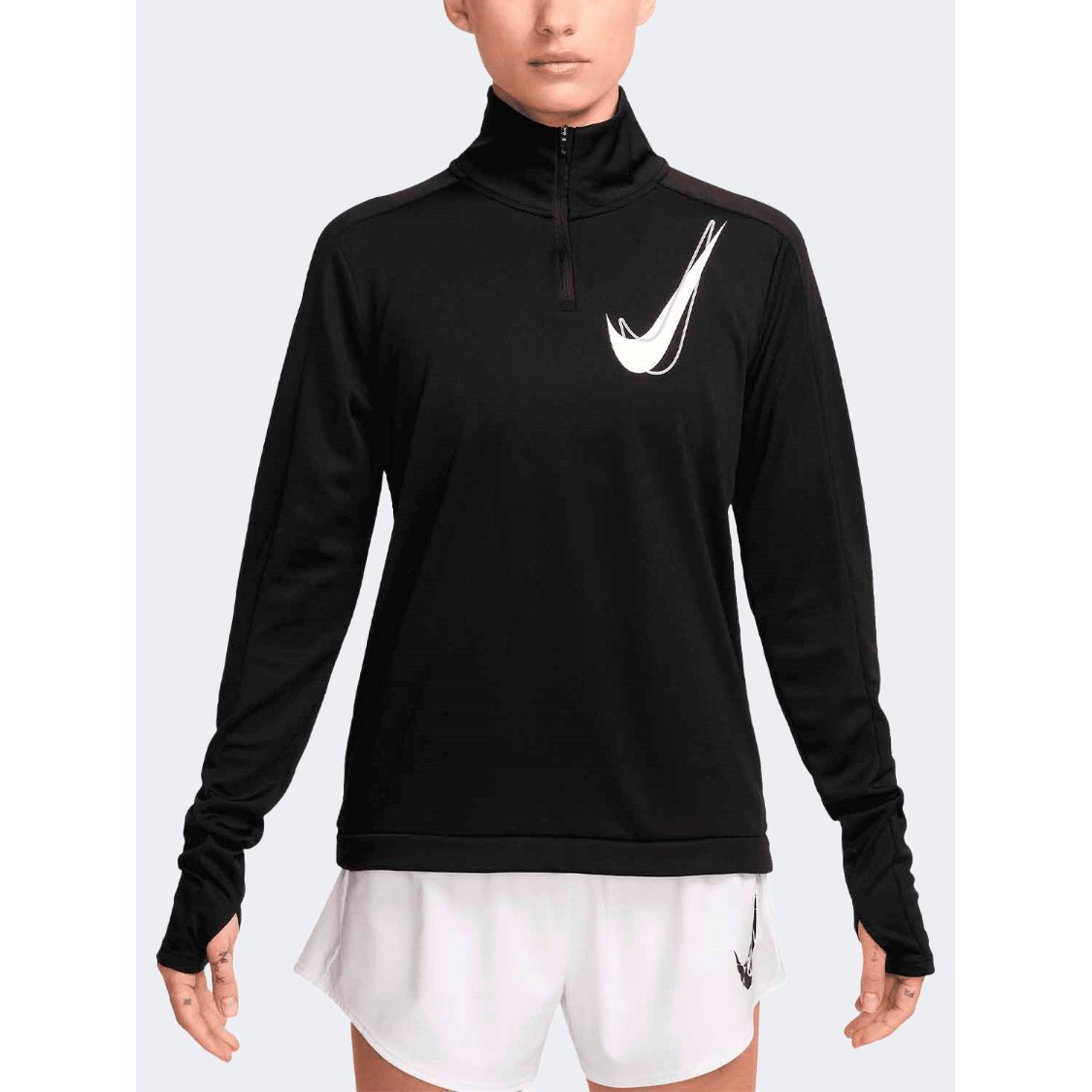 Nike Swoosh Half Zip Women Running Long Sleeve Black - Medaid International