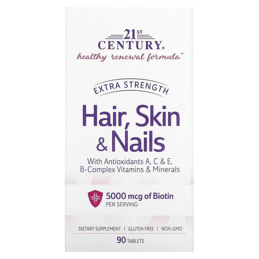 21st Century, Extra Strength Hair, Skin & Nails, 90 Tablets - Medaid International