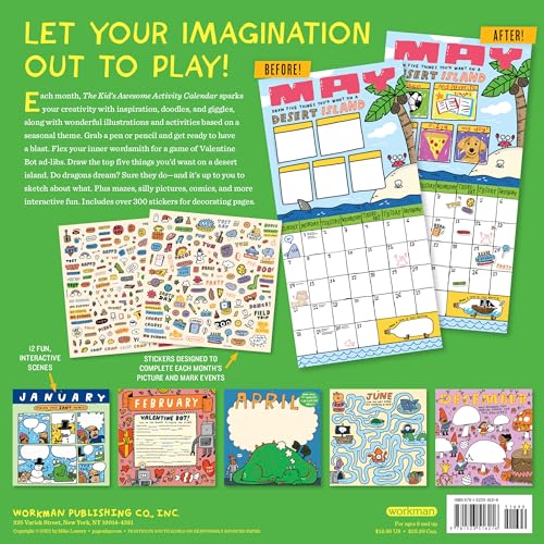 Kid's Awesome Activity Wall Calendar 2024: Includes 300+ Super Fun Stickers! - Medaid International