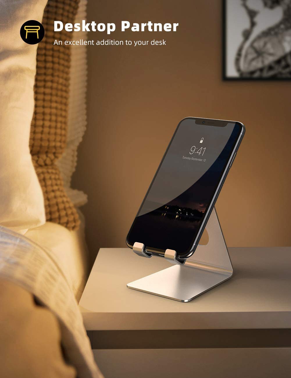 Lamicall Car Phone Mount & Cell Phone Stand Silver -Bundle - Medaid International