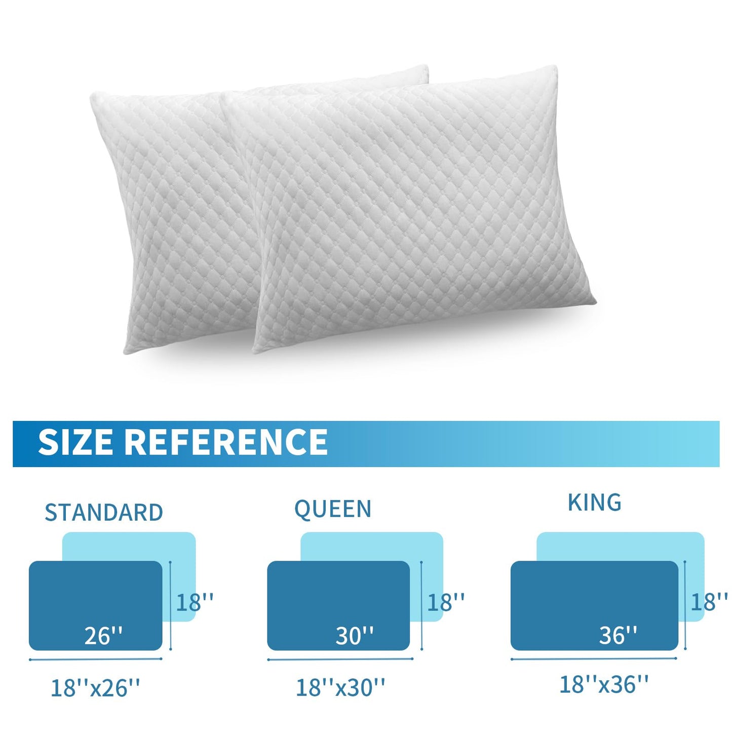 OAISZ Shredded Memory Foam Pillows, Cooling Bed Pillows Queen Size Set of 2 for Sleeping, Adjustable Firm Pillows for Side Back and Stomach Sleepers, Washable Removable Cover - Medaid International