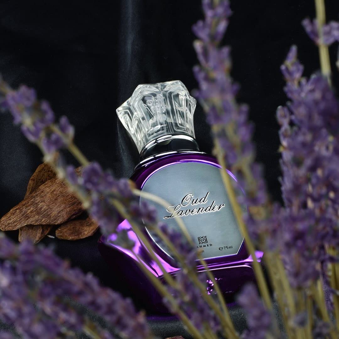 AHMED Oudh Lavender 75mL Oriental Fragrance with Bold, Fresh, Luxurious and Sensual Versatile Oudh Leather Accords by Al Maghribi Arabian Perfumes Dubai - Medaid International