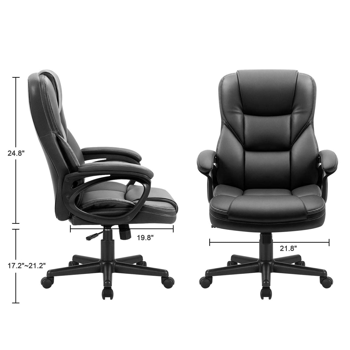 Furmax Office Executive Chair High Back Adjustable Managerial Home Desk Chair, Swivel Computer PU Leather Chair with Lumbar Support (Black) - Medaid International