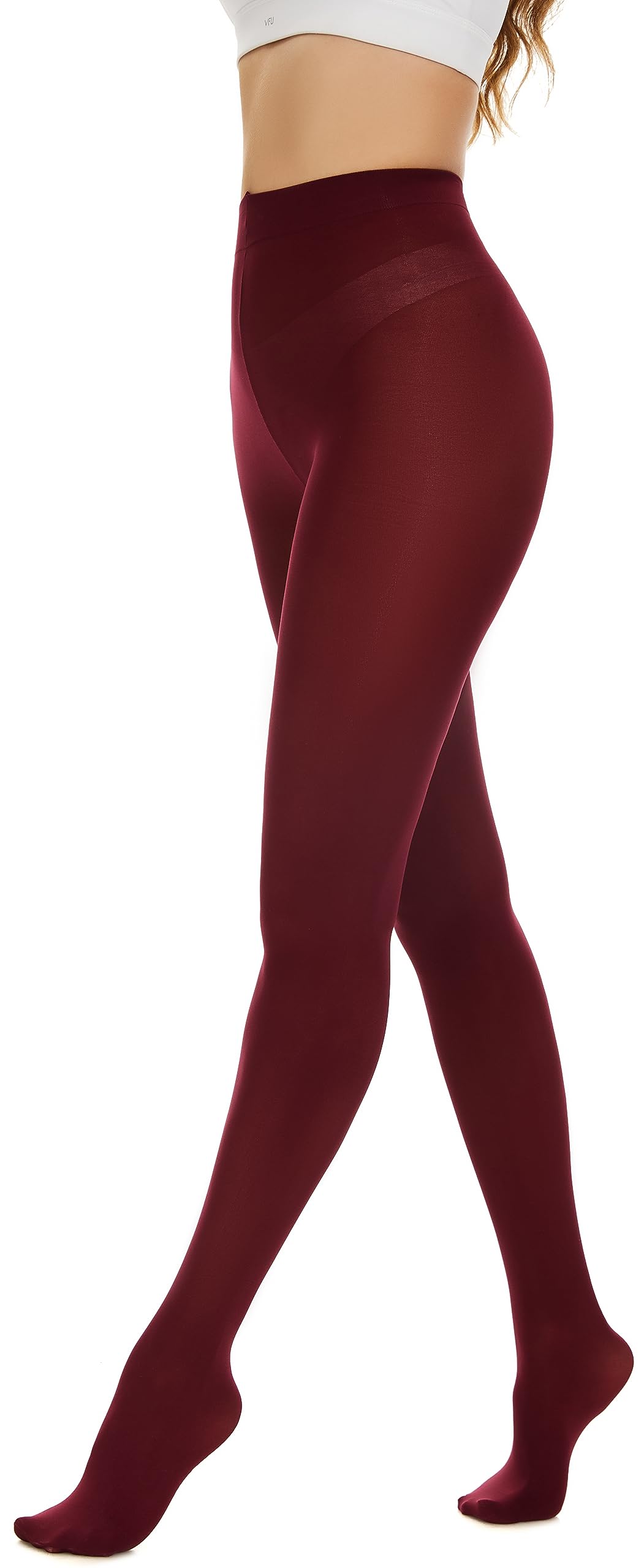Hiltzo 80D Women's Tights Opaque Ultra Soft Solid Color Stretchable High Waist Footed Pantyhose with 25 Colors Wine Red-Small-Medium - Medaid International