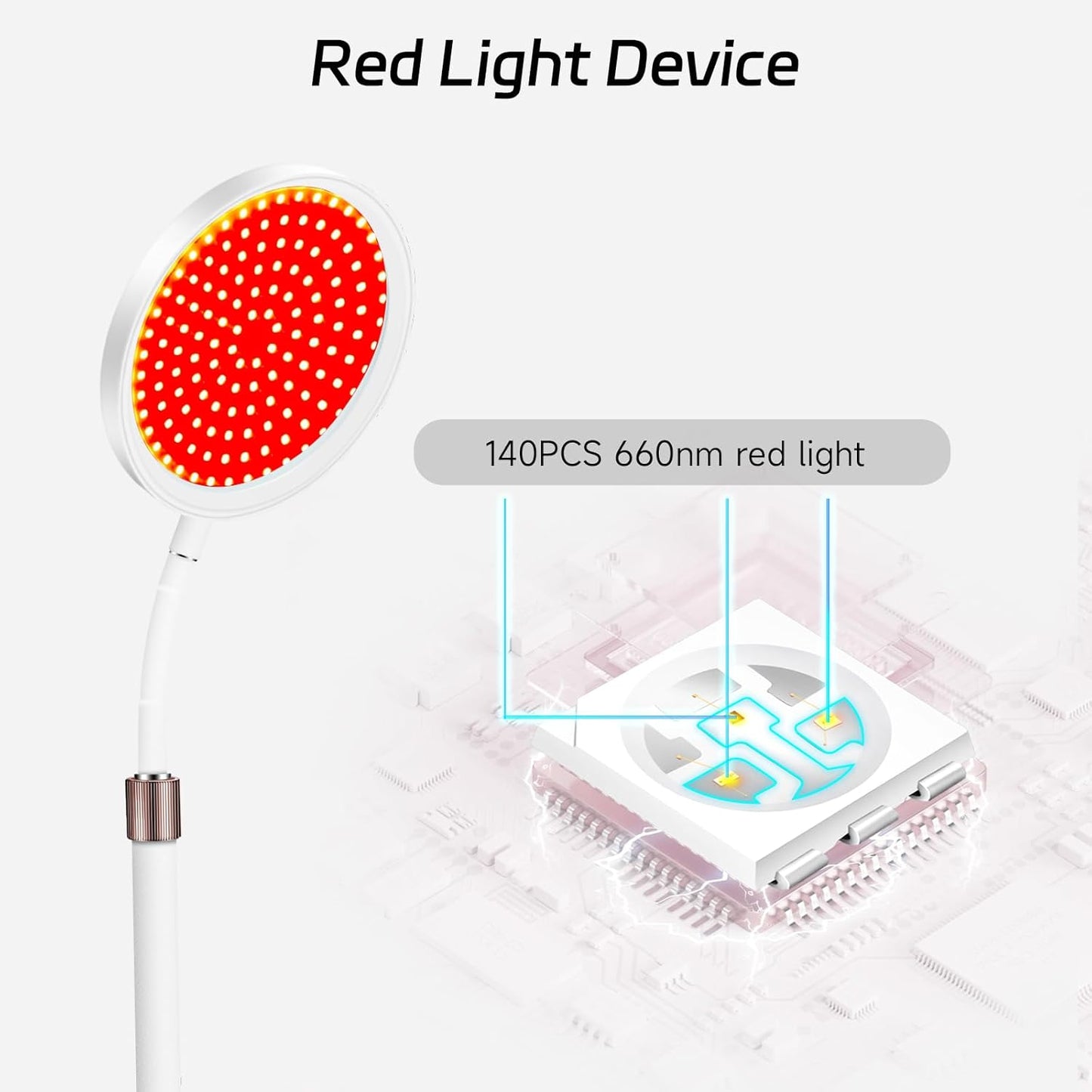 Red Light Lamp, 660nm Red Light Therapy Lamps with Base, Dimmable & Adjustable Height & 10/30/45Min Timer, 140LEDs Infrared Lamp for Home, Office - Medaid International
