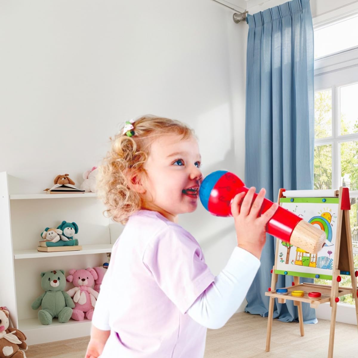 Hape Mighty Echo Microphone | Battery-Free Voice Amplifying Microphone Toy for Kids 1 Year & Up, Red, Model Number: E0337 - Medaid International