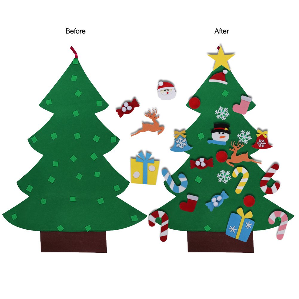 Aytai DIY Felt Christmas Tree Set with Ornaments for Kids, Xmas Gifts, New Year Door Wall Hanging Decorations - Medaid International