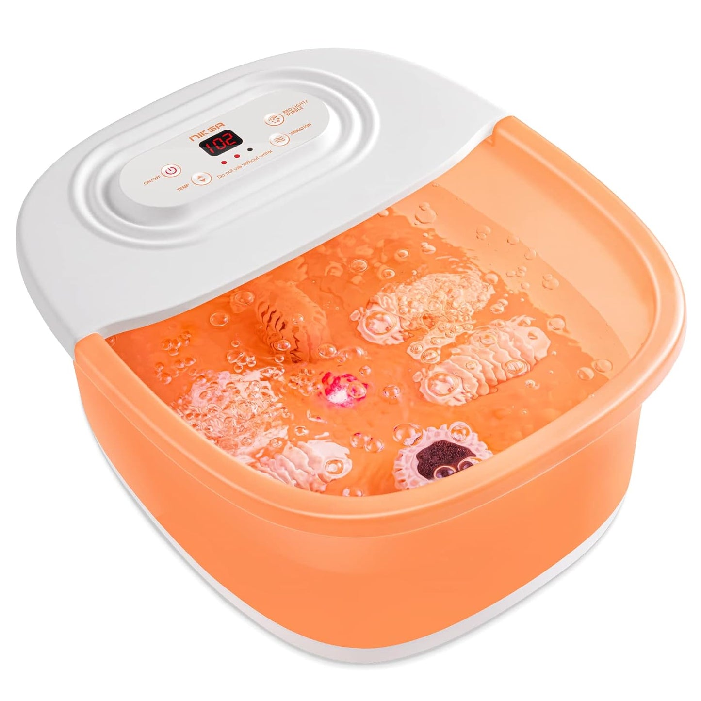 Niksa Foot Spa Bath Massager with Heat, Bubbles, Vibration and Red Light, 4 Massage Roller Pedicure, Tub for Feet Stress Relief, Foot Soaker with Mini Acupressure Massage Points Temperature Control - Medaid International