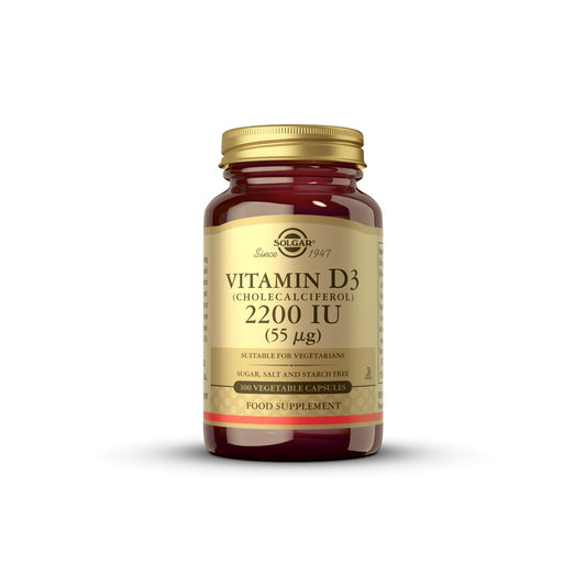 Solgar Vitamin D3 (Cholecalciferol) 55 mcg (2200 IU), 100 Vegetable Capsules - Helps Maintain Healthy Bones & Teeth - Immune System Support - Non-GMO, Gluten Free, Dairy Free, Kosher - 100 Servings - Medaid International