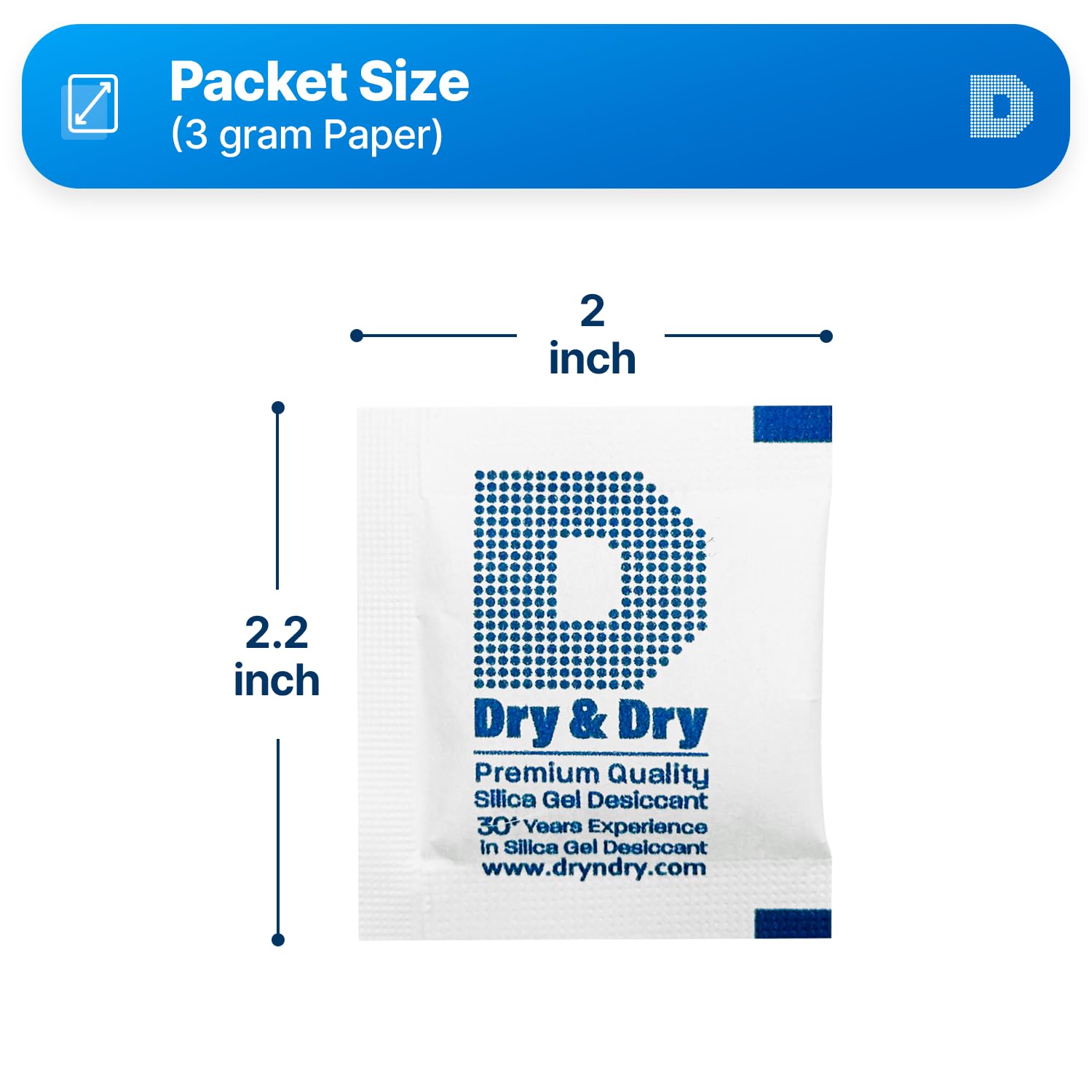 Dry & Dry Silica Gel Packets Silica Gel Desiccants - Rechargeable (Food Safe) Silica Gel Packets - White - 50 Packets (3 Gram) - Medaid International