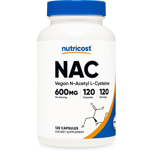 Nutricost N-Acetyl L-Cysteine (NAC) 600mg, 120 Vegetarian Capsules - Non-GMO, Gluten Free, Vegetarian Caps - Medaid International