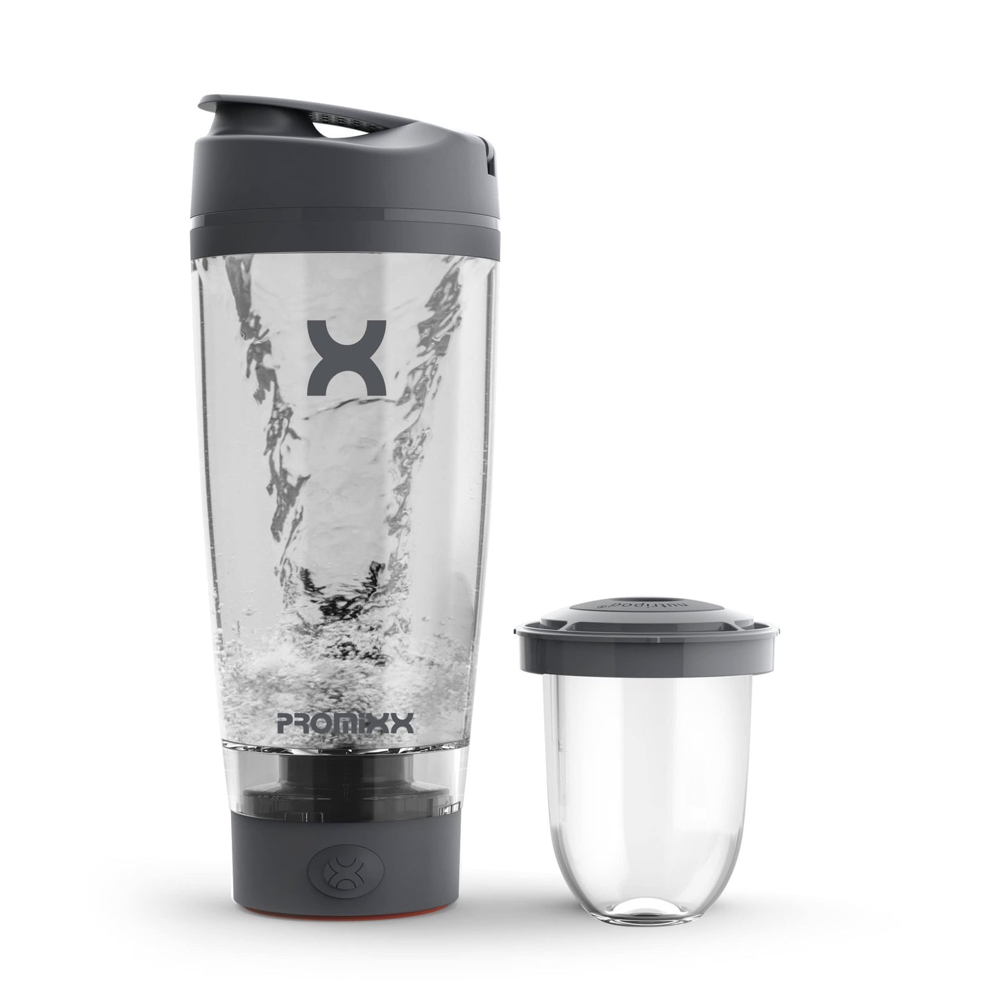 Promixx Pro Shaker Bottle | Rechargeable, Powerful for Smooth Protein Shakes | includes Supplement Storage - BPA Free | 20oz Cup (Graphite Gray) - Medaid International