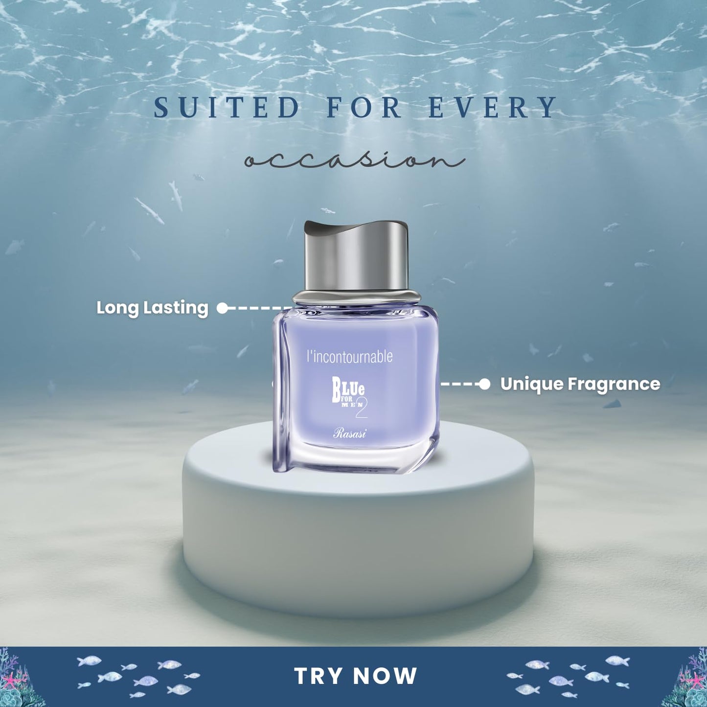 RASASI Blue 2 L'incontournable Eau De Parfum Spray for Men, 2.5 Ounce - Medaid International