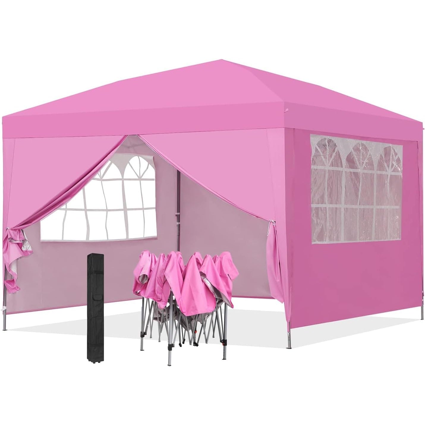 GDY 10x10ft Pop-up Paint Tent, Pink Canopy Tent, Instant Shelter Portable Outdoor Canopies with 4 Removable Side Walls.… - Medaid