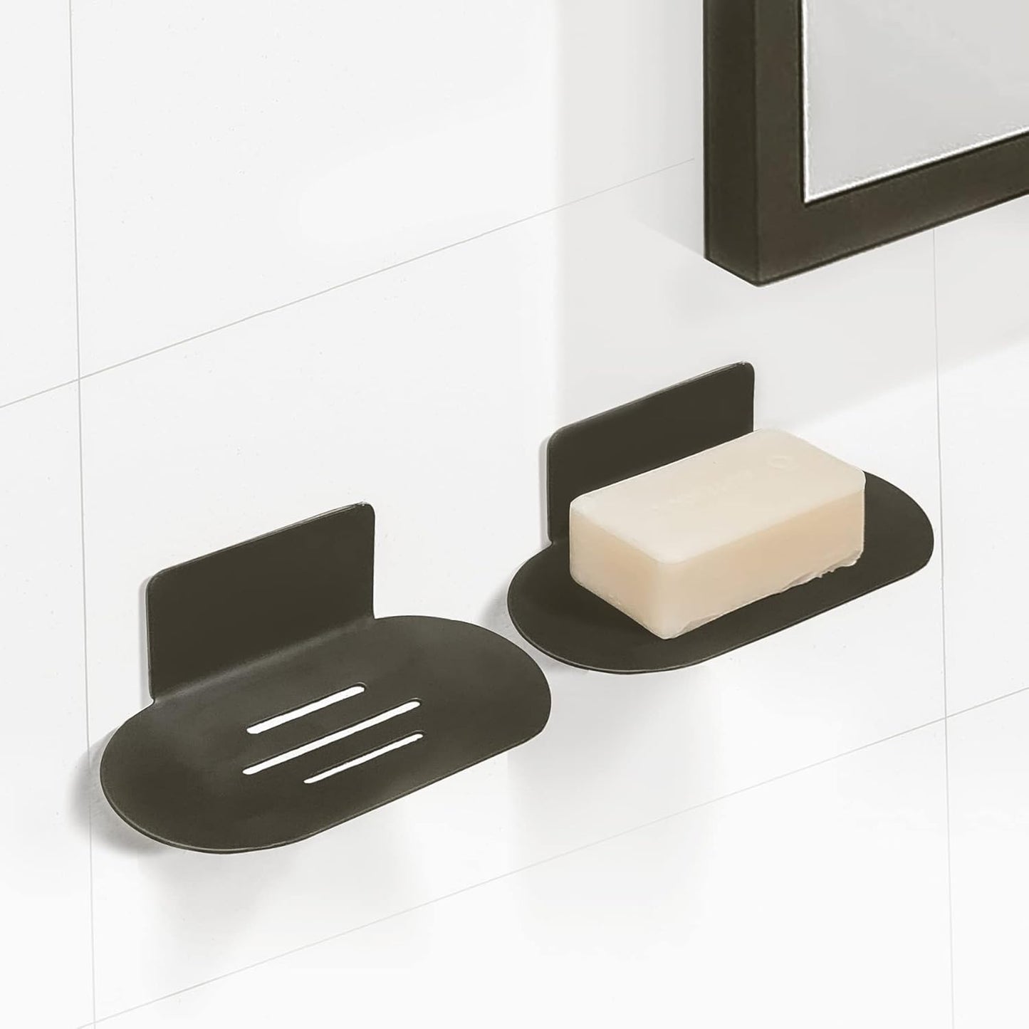 Rise age Soap Holders for Shower, Adhesive Soap Dishes for Shower Stainless Steel Black Bar Soap Holder for Shower No Drilled Soap Holder for Shower Wall, Bathroom, Kitchen Sink (Matte Black 2 Pcs) - Medaid International