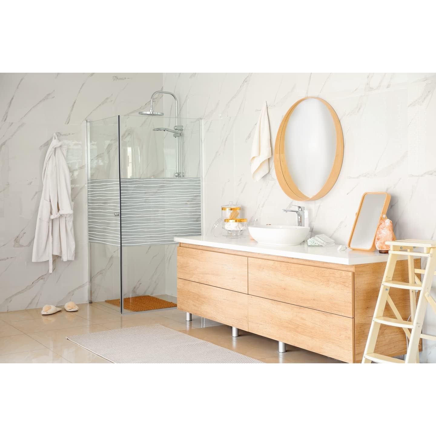 d-c-fix Window Film, Static Waves, UV Privacy Screen, Opaque on Both Sides, Static Self-Adhesive Film for Bathroom Windows, Kitchen, Glass Door, Frosted Glass Film, Privacy Film, Glass Film, 45 cm x - Medaid International