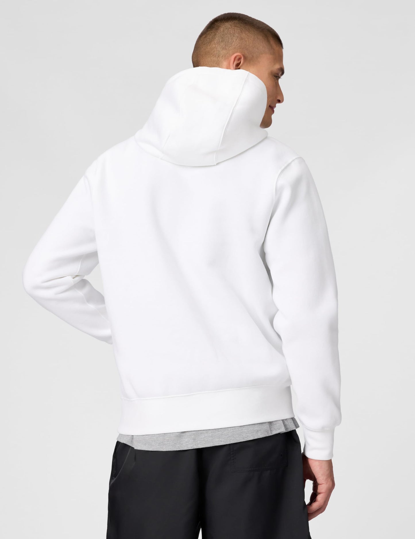 Nike Men's Club Pullover Fleece Hoodie, White/White/Black, Large - Medaid International