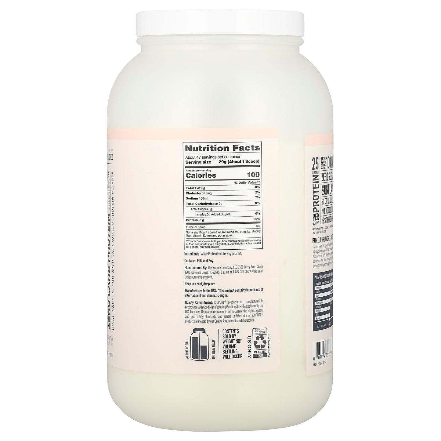 Isopure Protein Powder, Whey Protein Isolate Powder, 25g Protein, Zero Carb & Keto Friendly, No Added Colors/Flavors/Sweeteners, Flavor: Unflavored 3 Pound (Packaging May Vary) - Medaid International