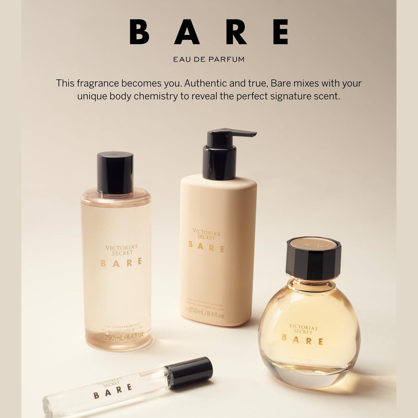 Victoria's Secret Bare Fragrance Mist, Notes of Australian Sandalwood, Mandarin Madagascar & Egyptian Violet, Body Spray for Women (8.4 oz) - Medaid International