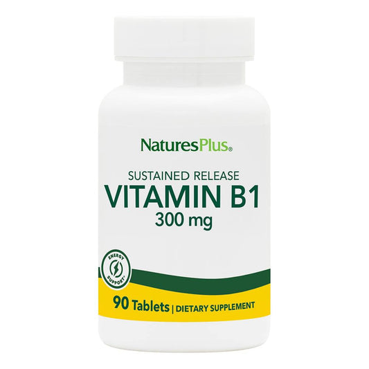Natures Plus Vitamin B1 (Thiamin HCI), Sustained Release - 300 mg, 90 Vegetarian Tablets - Gluten-Free - 90 Servings - Medaid International