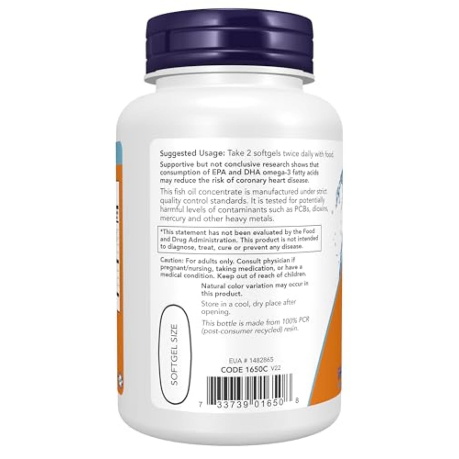 NOW Supplements, Omega-3 180 EPA / 120 DHA, Molecularly Distilled, Cardiovascular Support, 100 Softgels - Medaid International