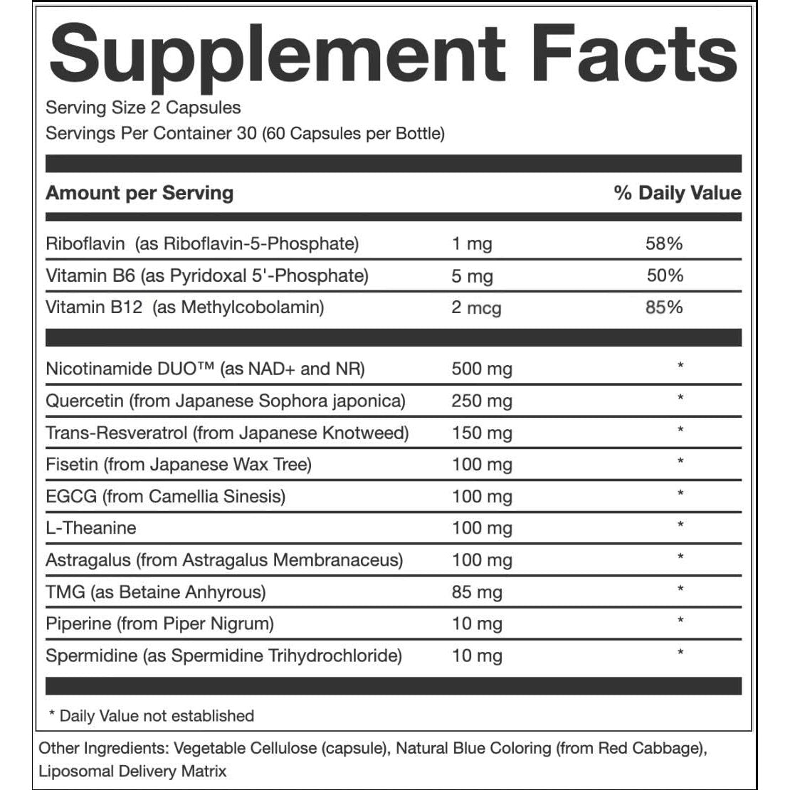 AEON Liposomal NAD+ Longevity Complex, with NAD+, NR, Resveratrol, Quercetin, Fisetin, L Theanine, TMG, EGCG, Spermidine, Astragalus, Anti-Aging Supplement, Vegan, 60 Capsules - Medaid International