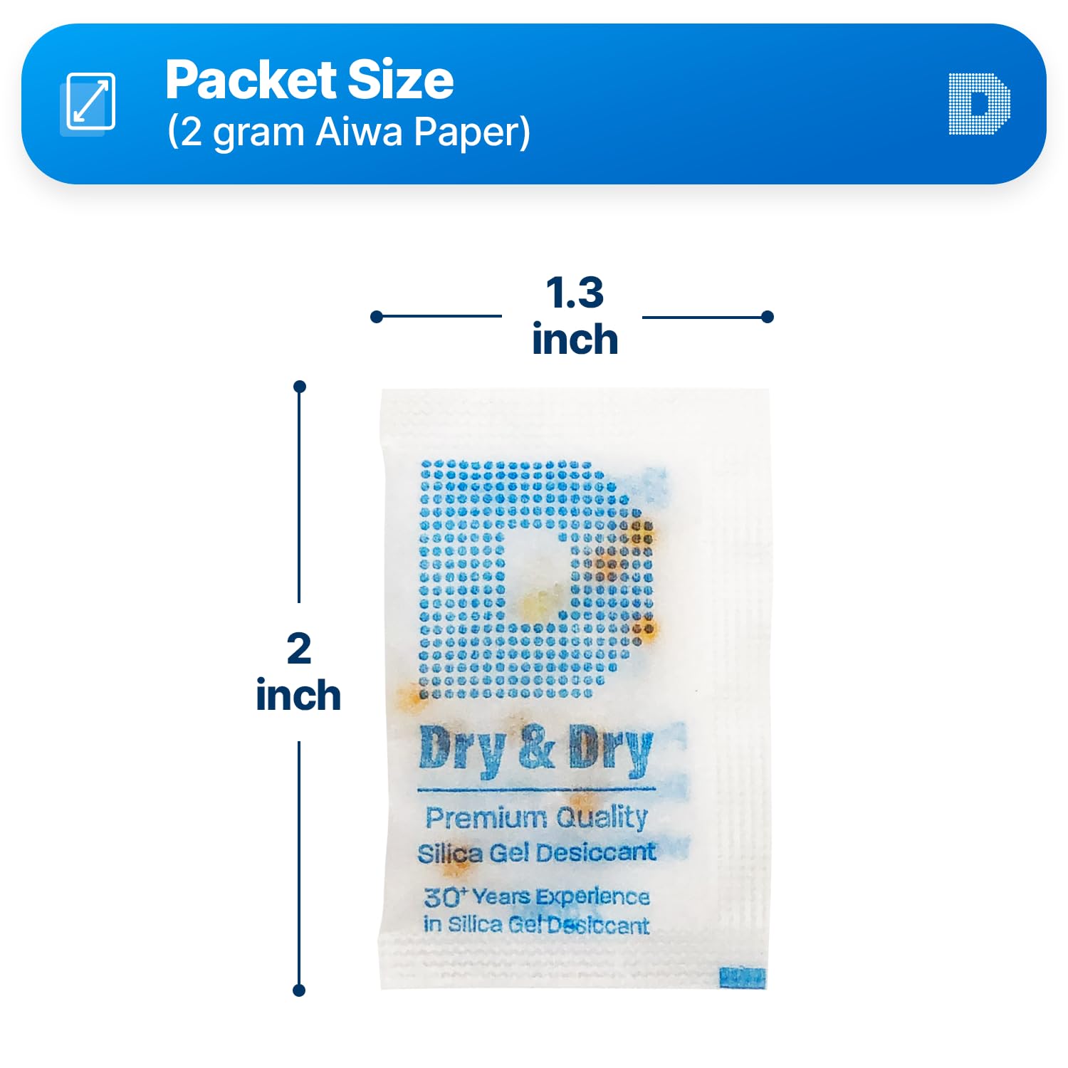 Dry & Dry Premium Orange Indicating Silica Gel Packets Desiccants - Food Safe Silica Gel Packets - Orange - 120 Packets (2 Gram) - Medaid International