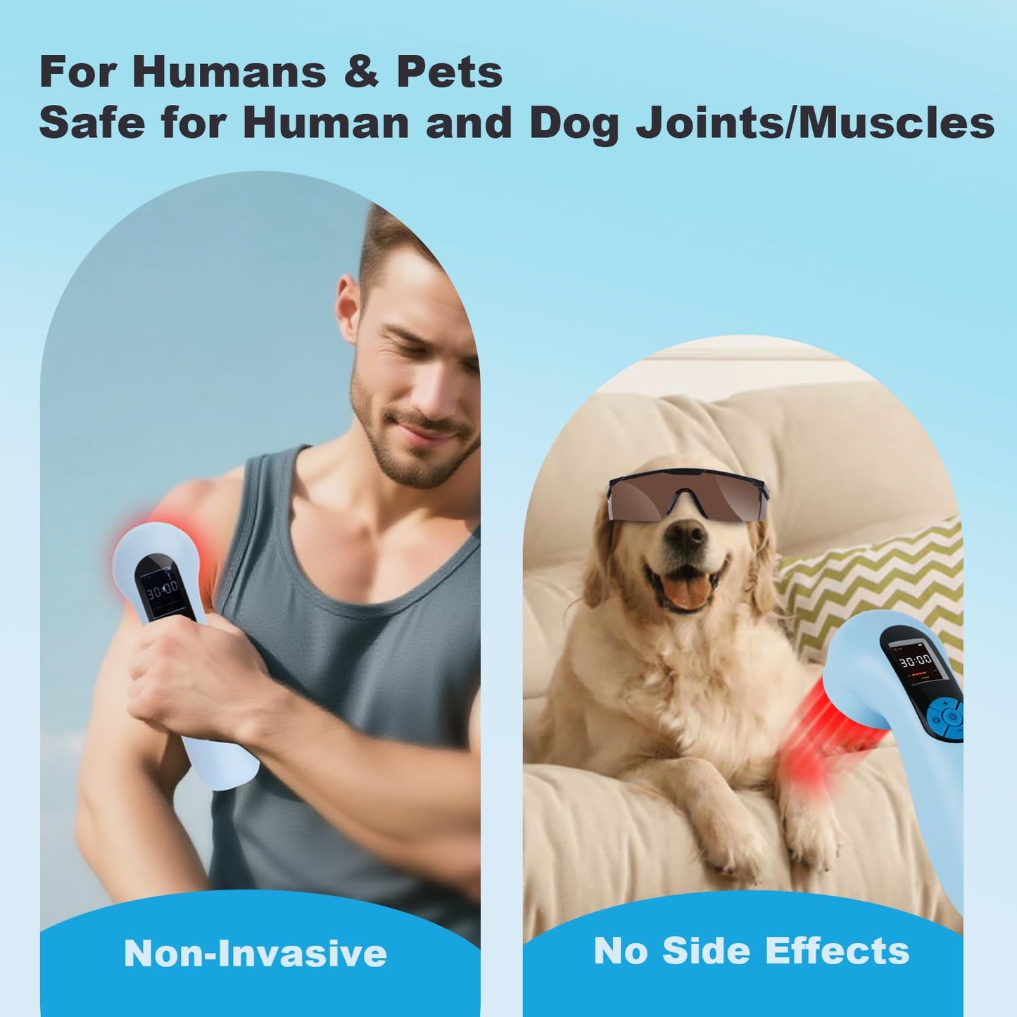 Handheld Red Light Therapy Device for Pain Relief Cold Laser Therapy for Dogs & Humans, Portable Laser Pain Relief Device for Joints, Muscles with 5 * 808nm & 10 * 650nm and Powerful 5000mAh Battery - Medaid International