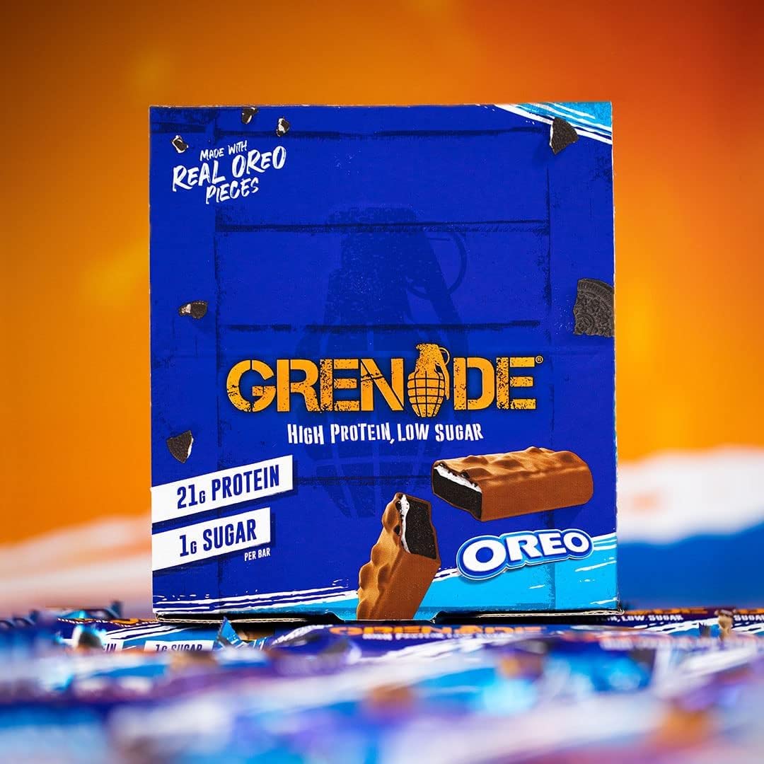 Grenade High Protein, Low Sugar Bar, Vanilla, 12 x 60g - Oreo - Medaid International