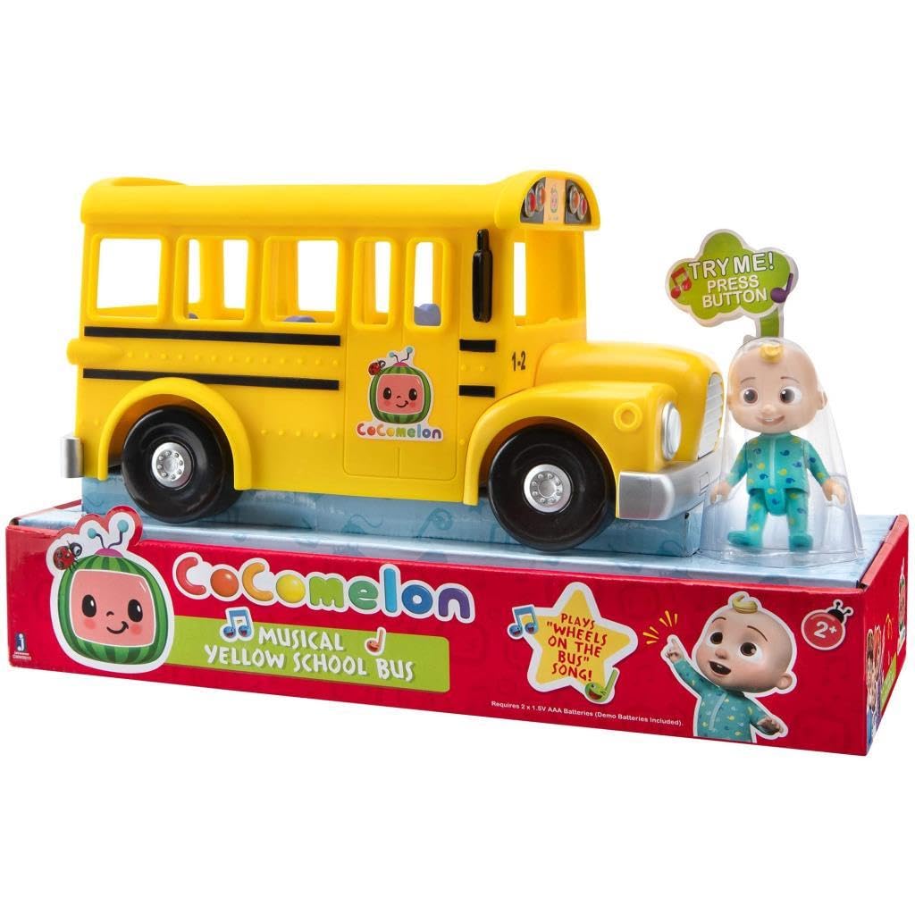 CoComelon Official Musical Yellow School Bus, Plays Clips from ‘Wheels on The Bus,’ Featuring Removable JJ Figure – Character Toys for Babies, Toddlers, and Kids - Medaid International
