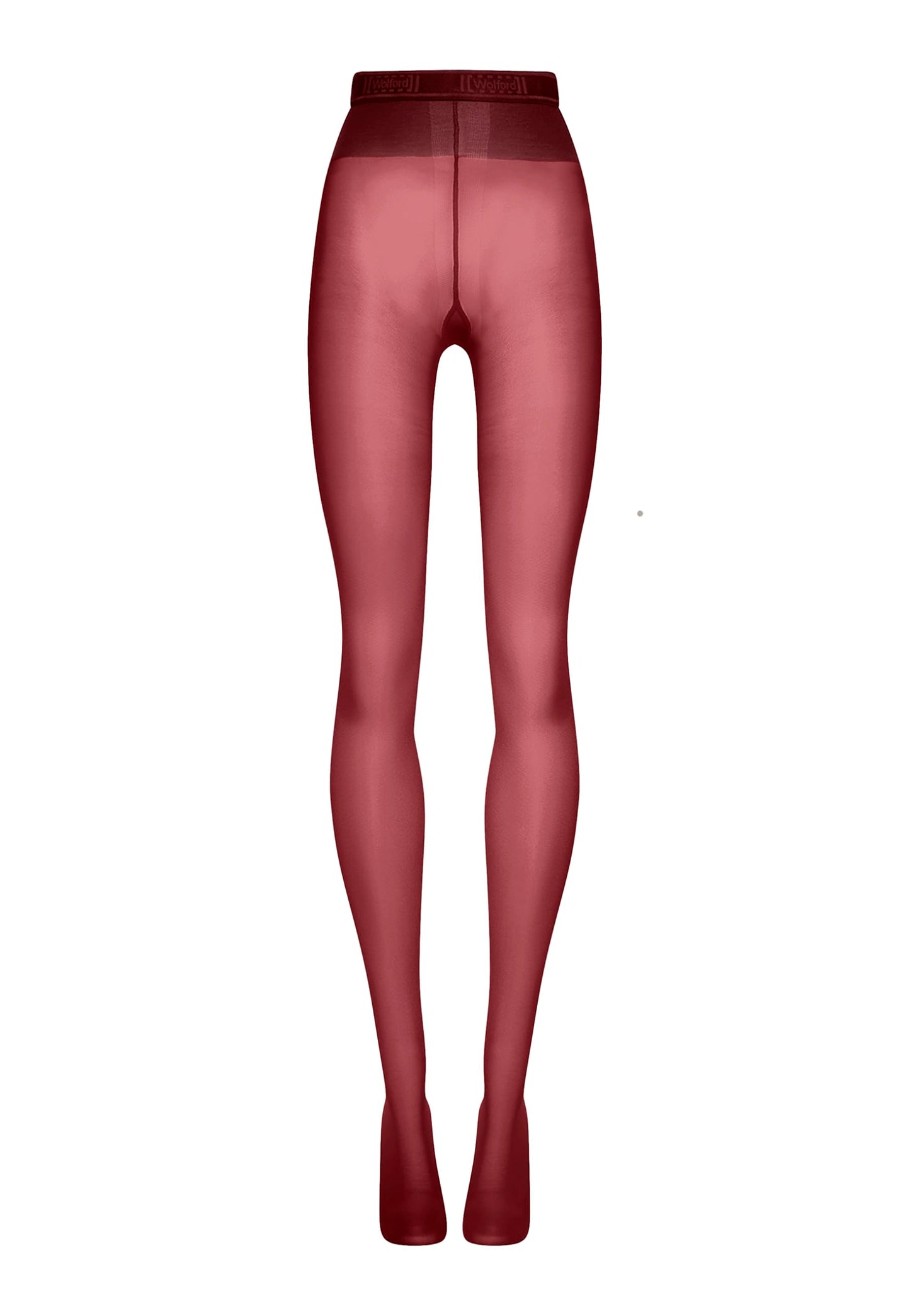 Wolford Neon 40 Denier Tights for Women Semi-Sheer with Brilliant Sheen Soft Elastic Waistband Invisible Reinforced Toe midnight red Red Large - Medaid International