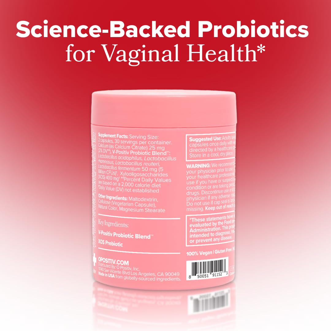 O Positiv URO Vaginal Probiotics for Women pH Balance with Prebiotics & Lactobacillus Probiotic Blend - Vaginal Health Supplement - Promote Healthy Vaginal Odor & Vaginal Flora, 60 Count (Pack of 1) - Medaid International
