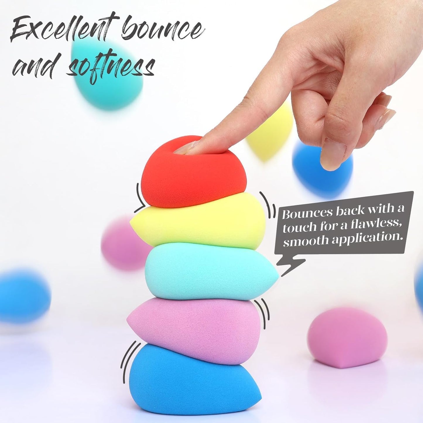 BEAKEY Makeup Sponge Set 5 Pack Micro Porous Low Absorption Soft Latex Free Foundation Beauty Sponges & Blenders for Powder Cream, Stocking Stuffers for Women - Medaid International