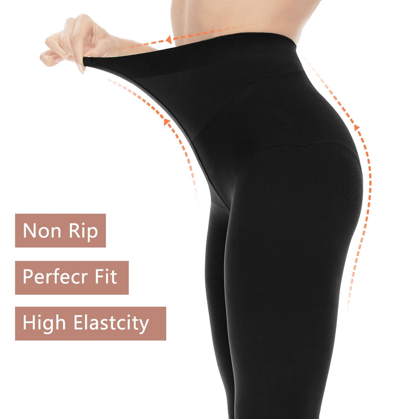 Citystl Opaque Black Tights for Women, 80D Tummy Compression Plus Size Tights, Control Top Microfiber Pantyhose for women(Black-XXL/3XL) - Medaid International